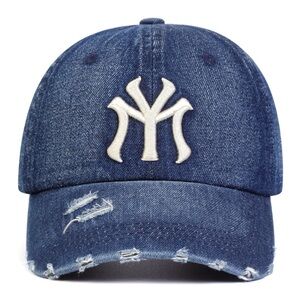 Blue Distressed New York Yankees Denim Cap